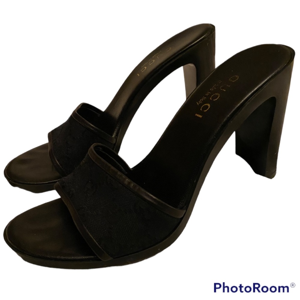 Y2K AUTH GUCCI TOM FORD MONOGRAM CANVAS OPEN TOE HIGH HEEL SANDALS ⭐️⭐️⭐️⭐️⭐️ - Picture 7 of 16